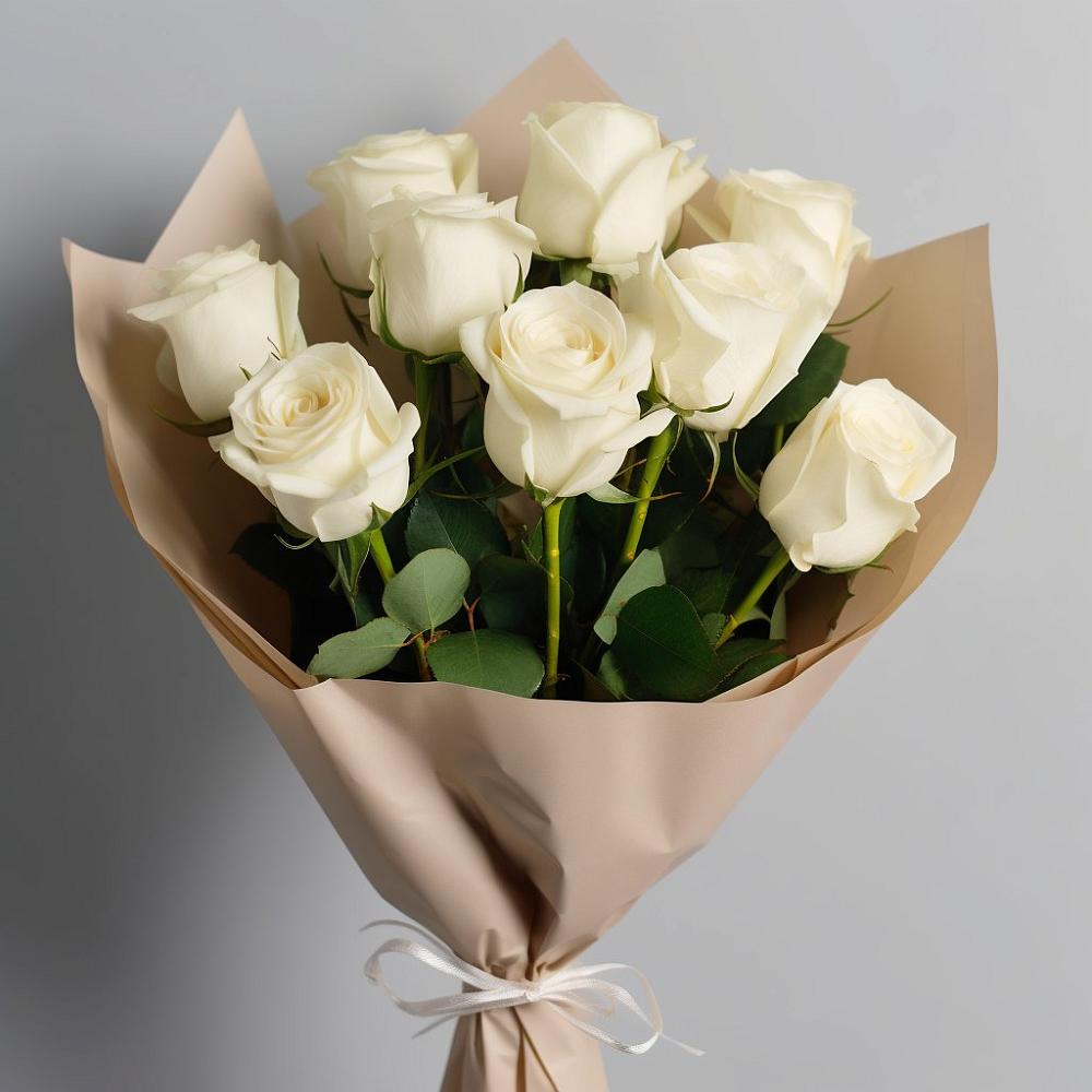 Букет 9 Белых роз Эдлесс Лав в Чинаре