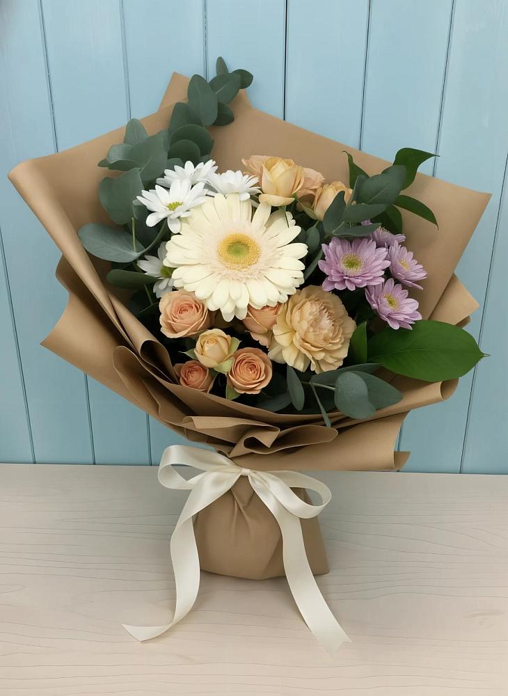 Букет цветов из: Герберы и Хризантемы в Чинаре