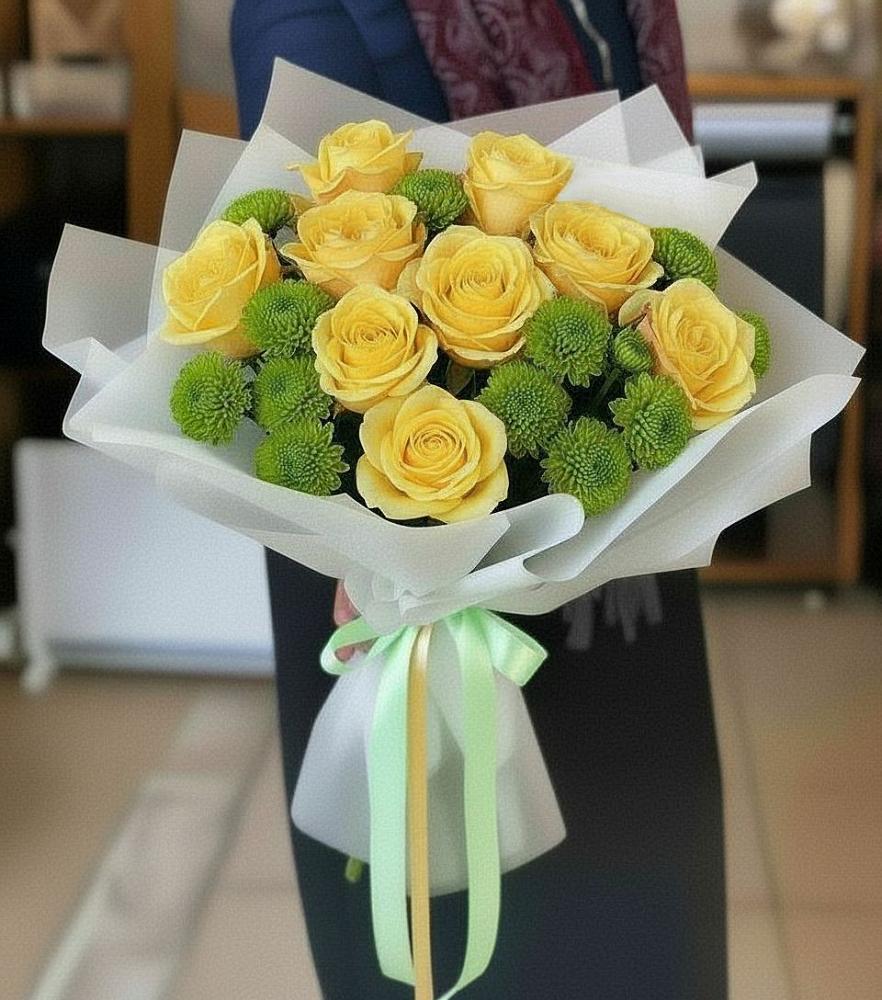 Букет цветов из: Хризантемы и Розы в Чинаре