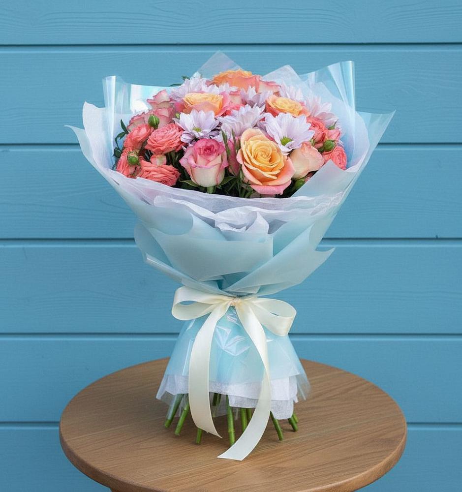 Букет цветов из: Хризантемы и Розы в Чинаре